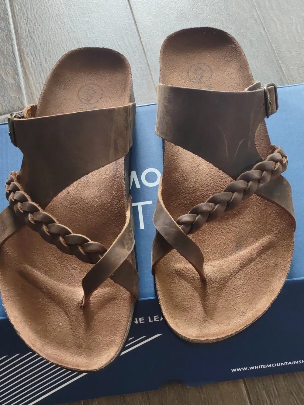 White Mountain Brown Leather Footbed Slide Sandals, Size 8, New With Tag's - Picture 1 of 6